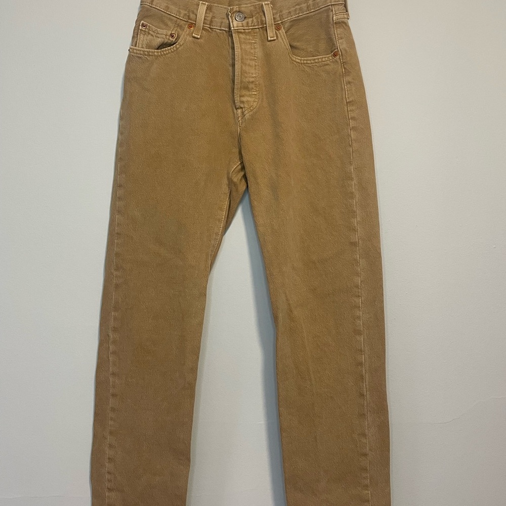 Tan Straight-Leg Levi Jeans